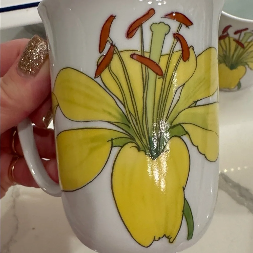 IKEA Yellow Floral Mugs